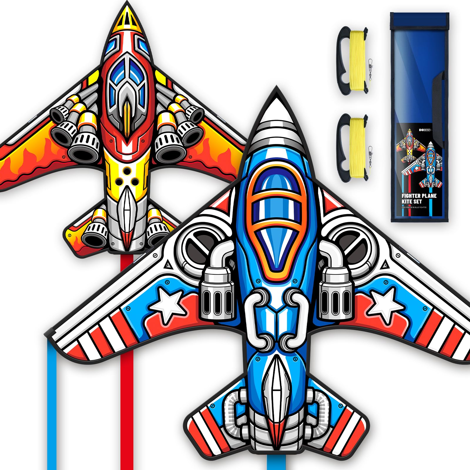 Fighter Kite Set, Suitable for Children Aged 8 to 12, Adults, Easy-to-Fly and Easy-to-Assemble Kite Suitable for Beginners