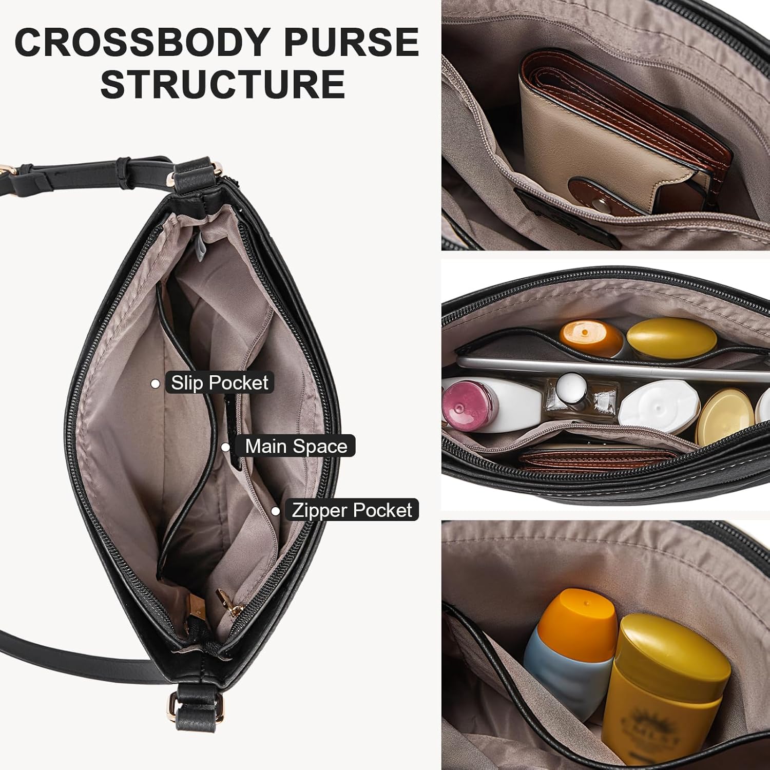 BOSTANTEN Crossbody Purses for Women Medium Shoulder Bag Quilted Handbags with Zipper Pocket - Image 4