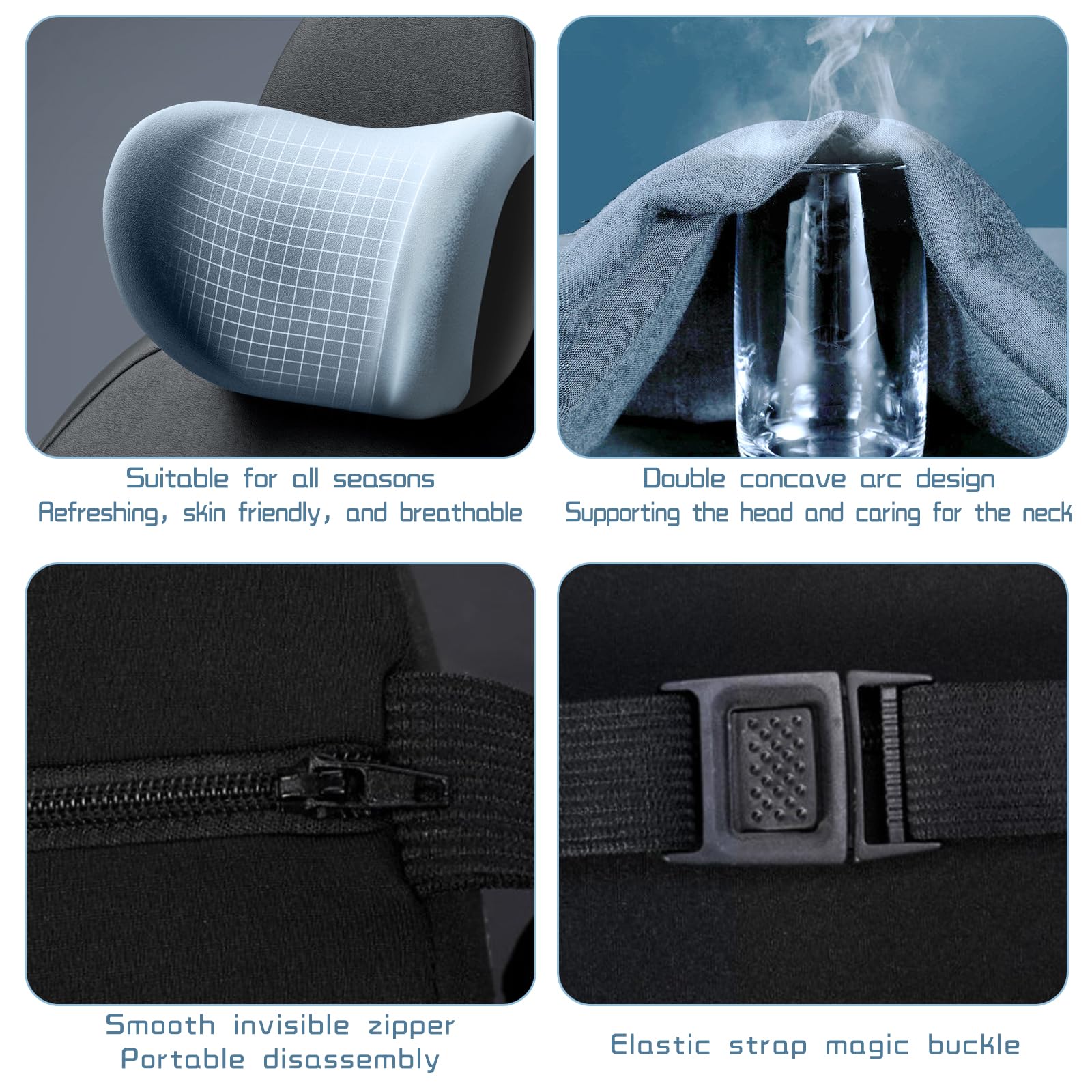 Cuscino Cervicale Per Auto In Memory Foam - Grigio, Traspirante, Copertura Rimovibile - Foto 9