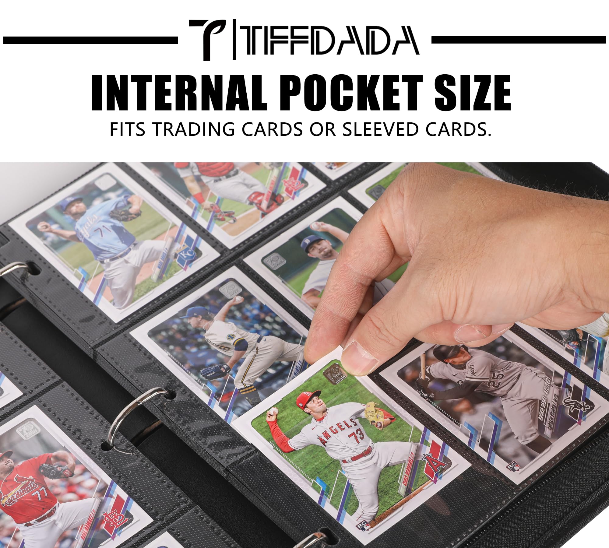 Raccoglitore per carte collezionabili a 9 tasche, di alta qualità, con cerniera, 810, raccoglitore a doppia tasca in PU, album da collezione, cartella per carte per MTG, TCG, carte sportive (nero, 9