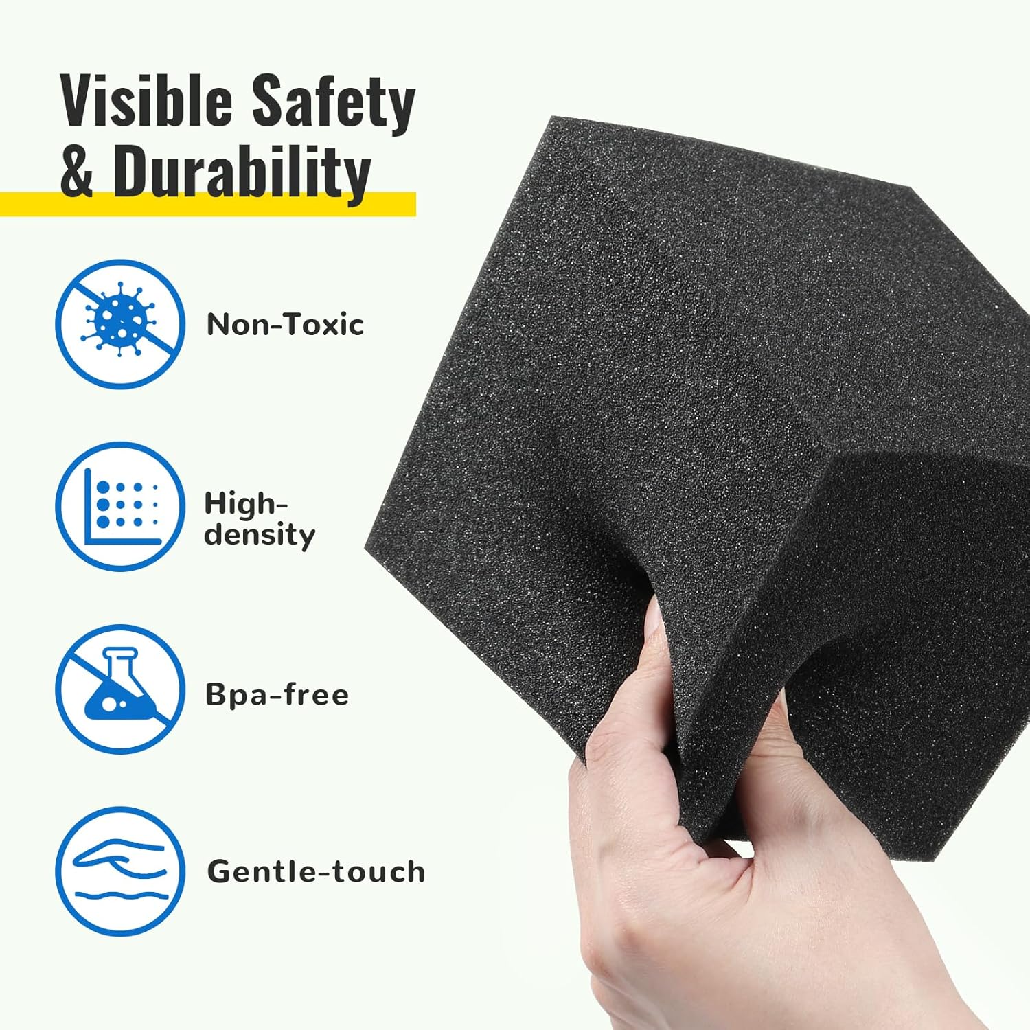 Foam Pit Cubes, 48 PCS 5 Inches Gymnastics Foam Blocks Trampoline Blocks, Multi-Sport Protective Padding for Gymnastics, Trampoline, Parkour, Skate Parks & BMX - Black & Grey