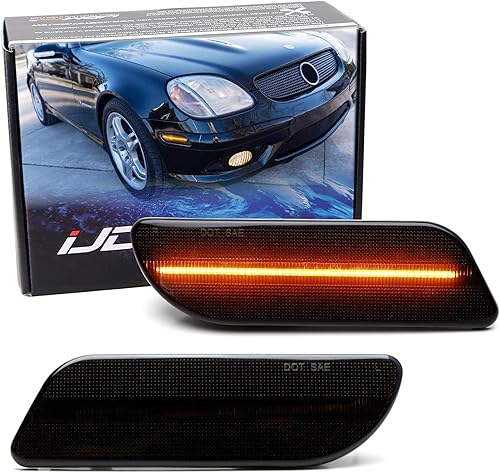 iJDMTOY Kit de luz de marcador lateral de parachoques de lente ahumada 36-SMD ámbar Full LED compatible con Mercedes-Benz SLK CLK 1998-2004,