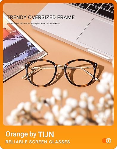 Miniatura 9 de TIJN Lentes de bloqueo de luz azul para mujeres y hombres, dispositivo de TV con luz azul, antifatiga ocular, marco de metal redondo