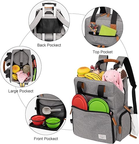 Miniatura 9 de Modoker Bolsa de viaje para perros, mochila aprobada por aerolíneas para organizador de accesorios para mascotas, bolsa de fin de semana con 2