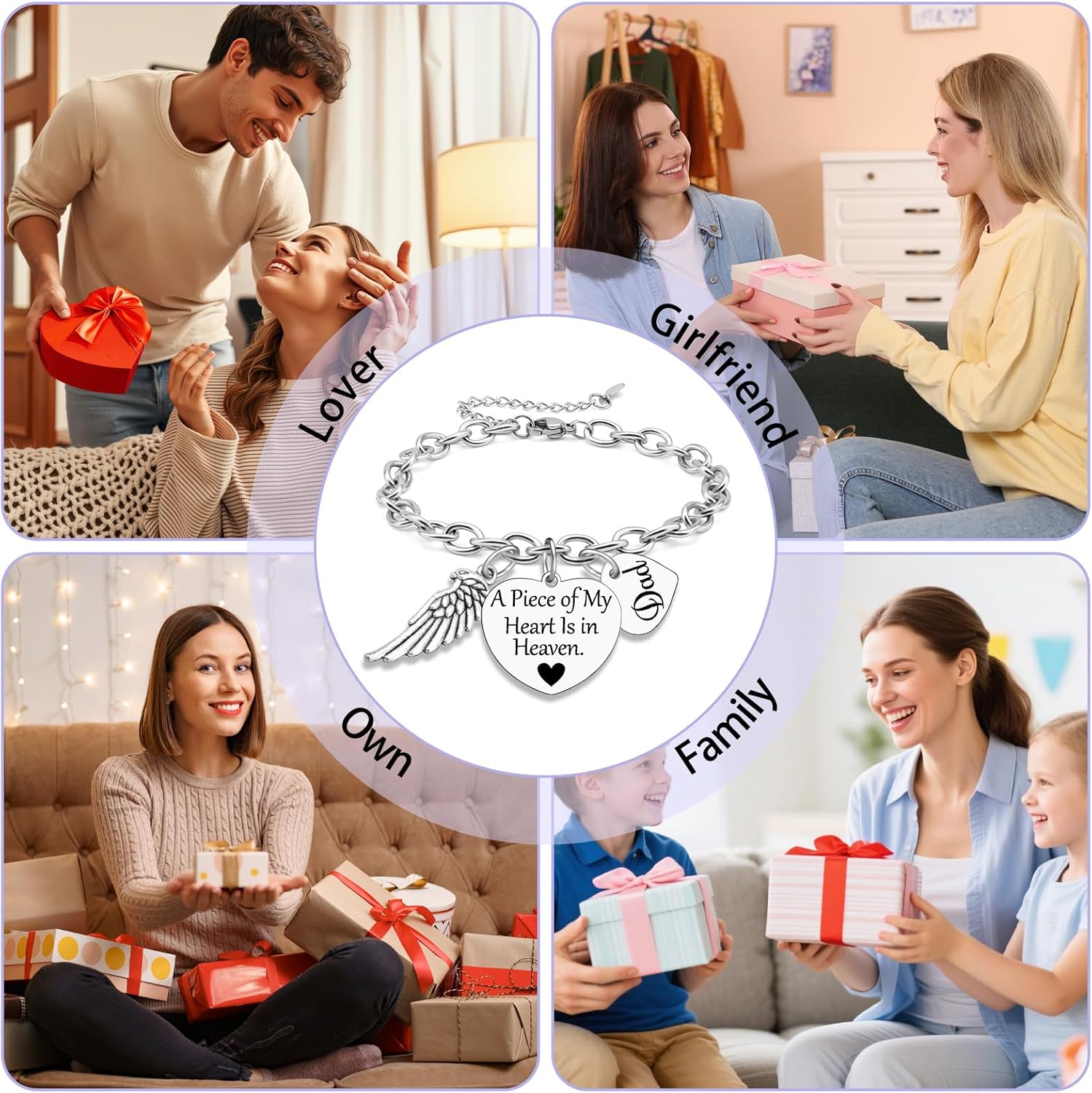 Sazuwu Memorial Bracelets for Loss of Dad Father Remembrance Gifts in Memory of Dad Gifts Bereavement Bangle Bracelet Memory Gift for Loss of One Father Condolences Present - Image 7