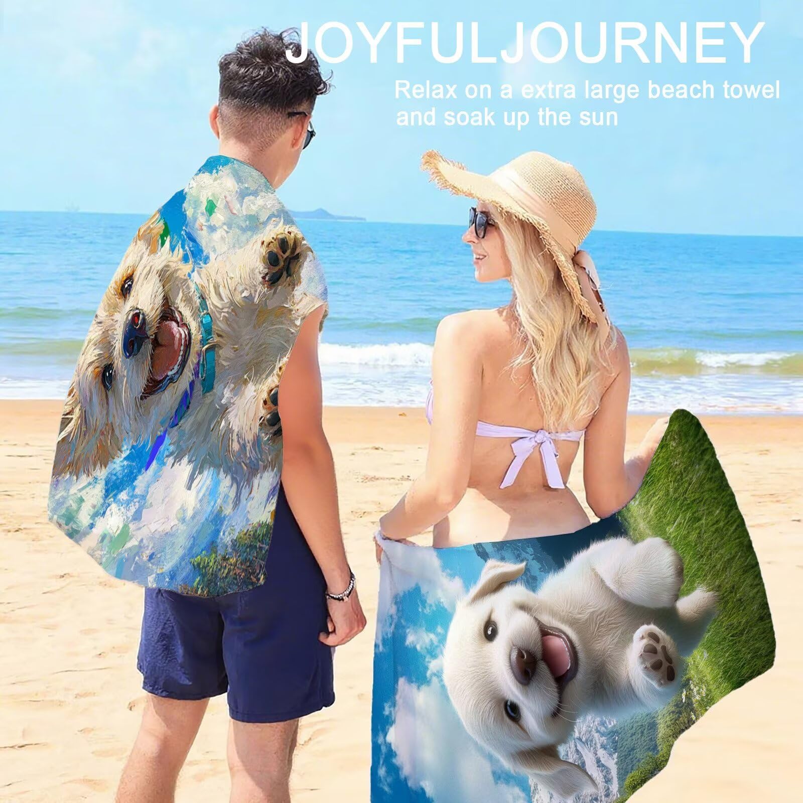 Telo Mare Microfibra Grande 90x200cm 2 Pezzi Asciugamano Palestra Cane Telo Mare Antisabbia Grande Uomo Donna Spiaggia Accessori per Palestra Viaggi Spiaggia Sauna Yoga Travel Regali Animale OC-34