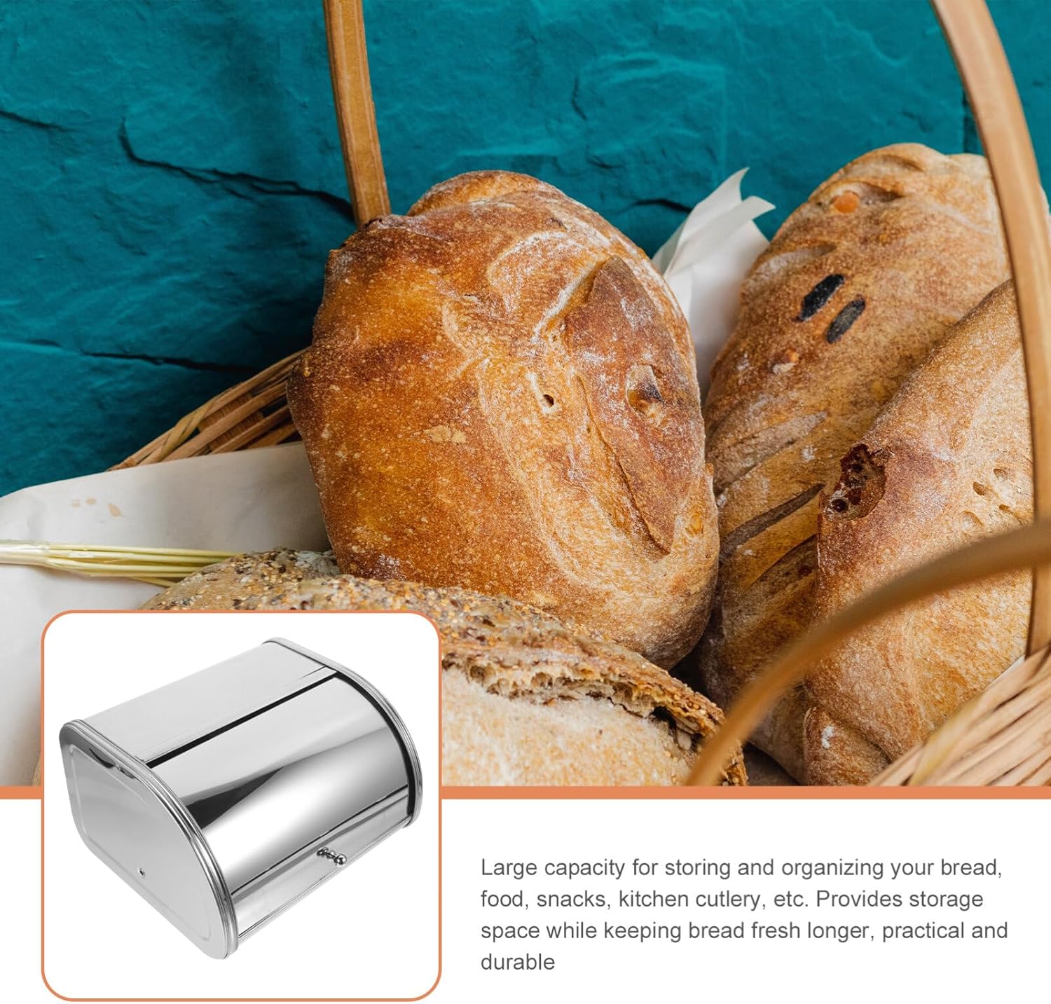 Alipis Bread Box Kitchen Storage Container Large Capacity Roll Top Bread Keeper for Countertop Fresh and Snack Organizer 11.81X10.03X7.00 Inch
