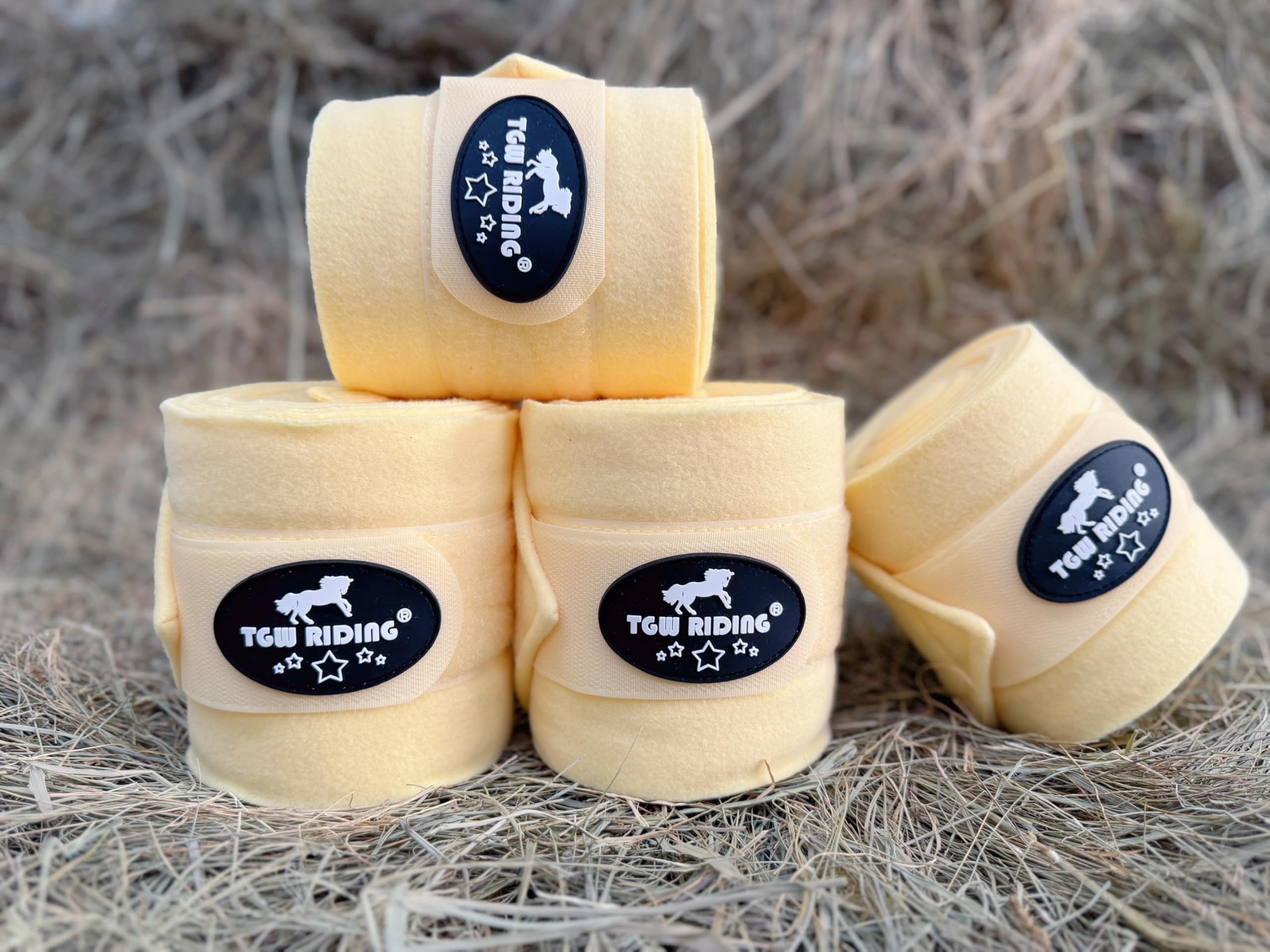 Horse Polo Leg Wraps, Equine Fleece Polo Wraps (Set of 4) - Horse Leg Bandages (Yellow)