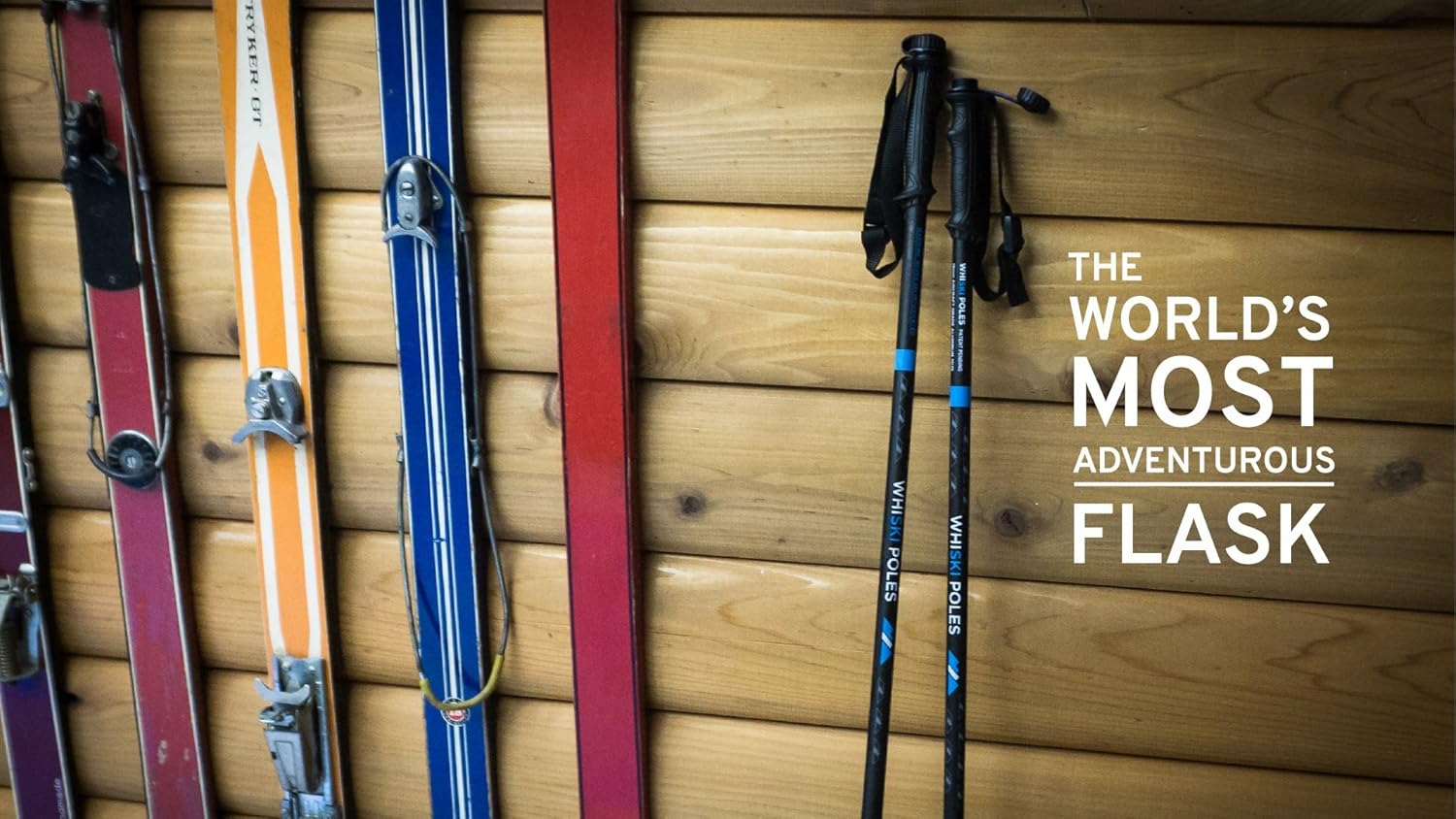 Original Best Gift for Skiers - SKI Pole FLASKS Holding 16 oz + Free Collapsible Funnel + Stickers