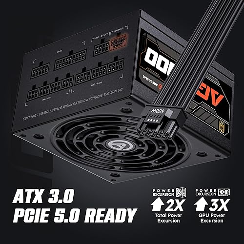 Miniatura 3 de Fuente de alimentación ATX 3.0 PCIE 5.0 de 1300 W, certificado 80 Plus Gold, totalmente modular, garantía de 10 años