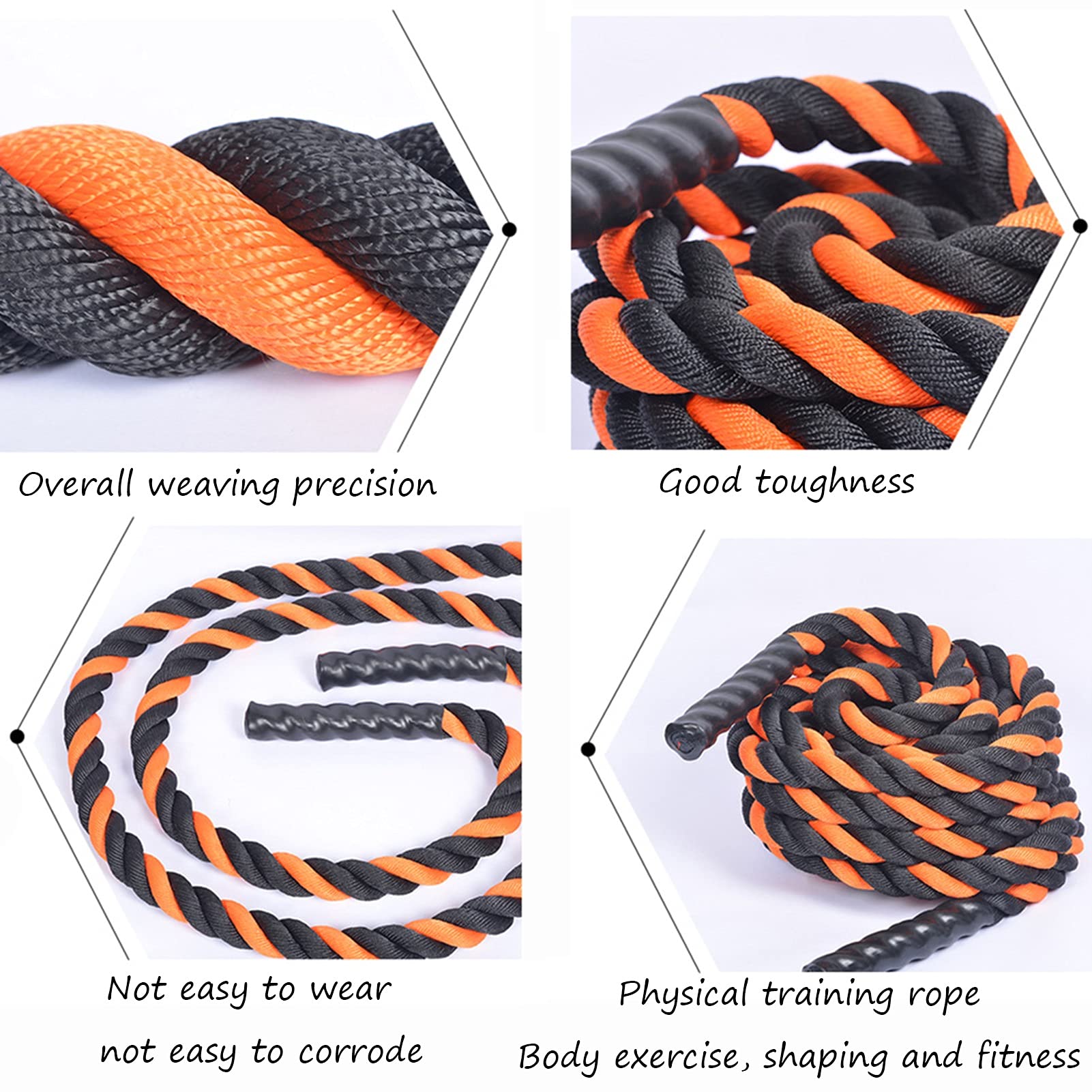 Battle Rope, 38mm Gym Krafttraining Fitness Bootcamp, Core Strength Muscle Building Conditioning Rope (Size : 15m)