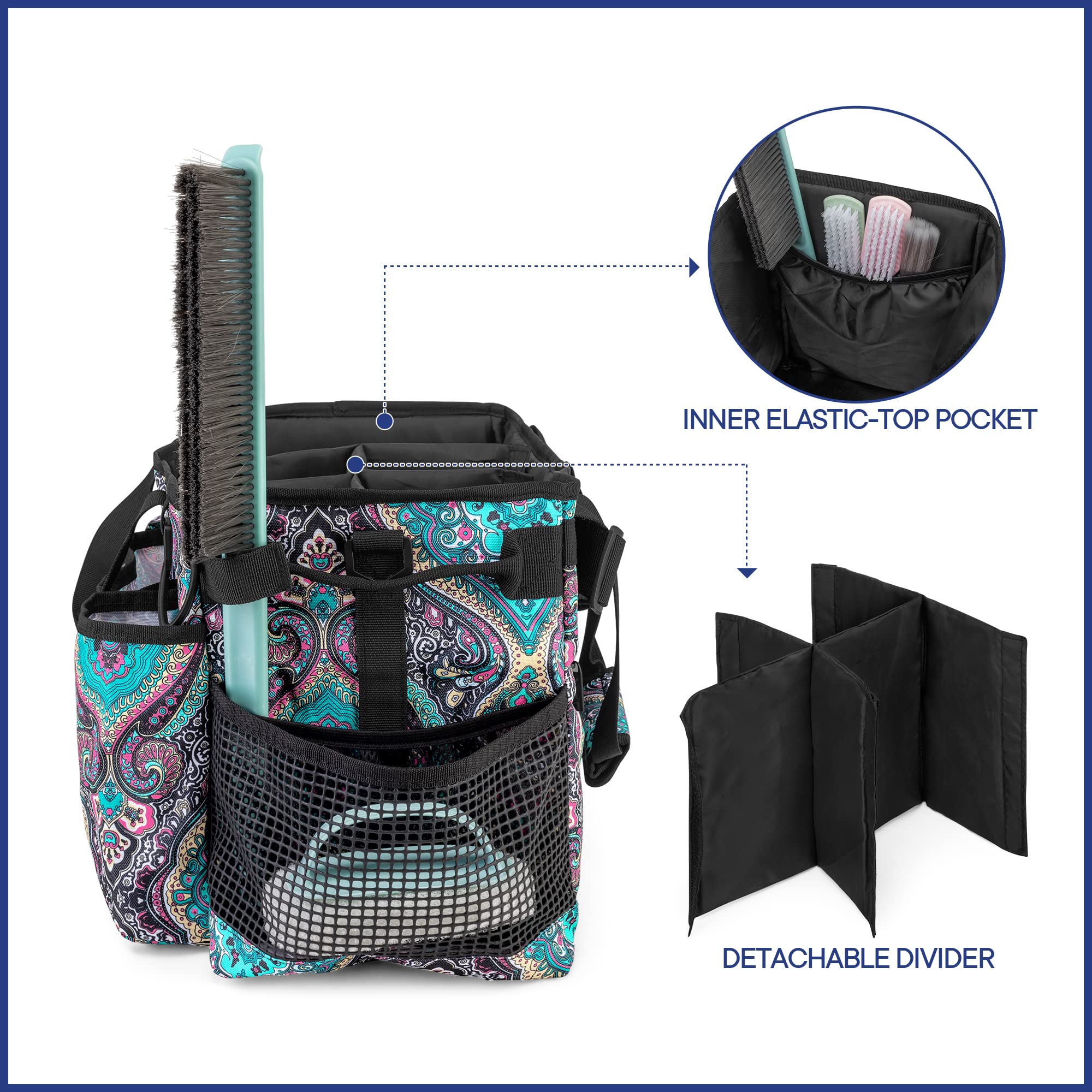 LoDrid Bolsa de limpieza con separador desmontable, tótem | Organizador de suministros con asa y correa para el hombro, bolsas de limpieza para personal de limpieza y amas de casa