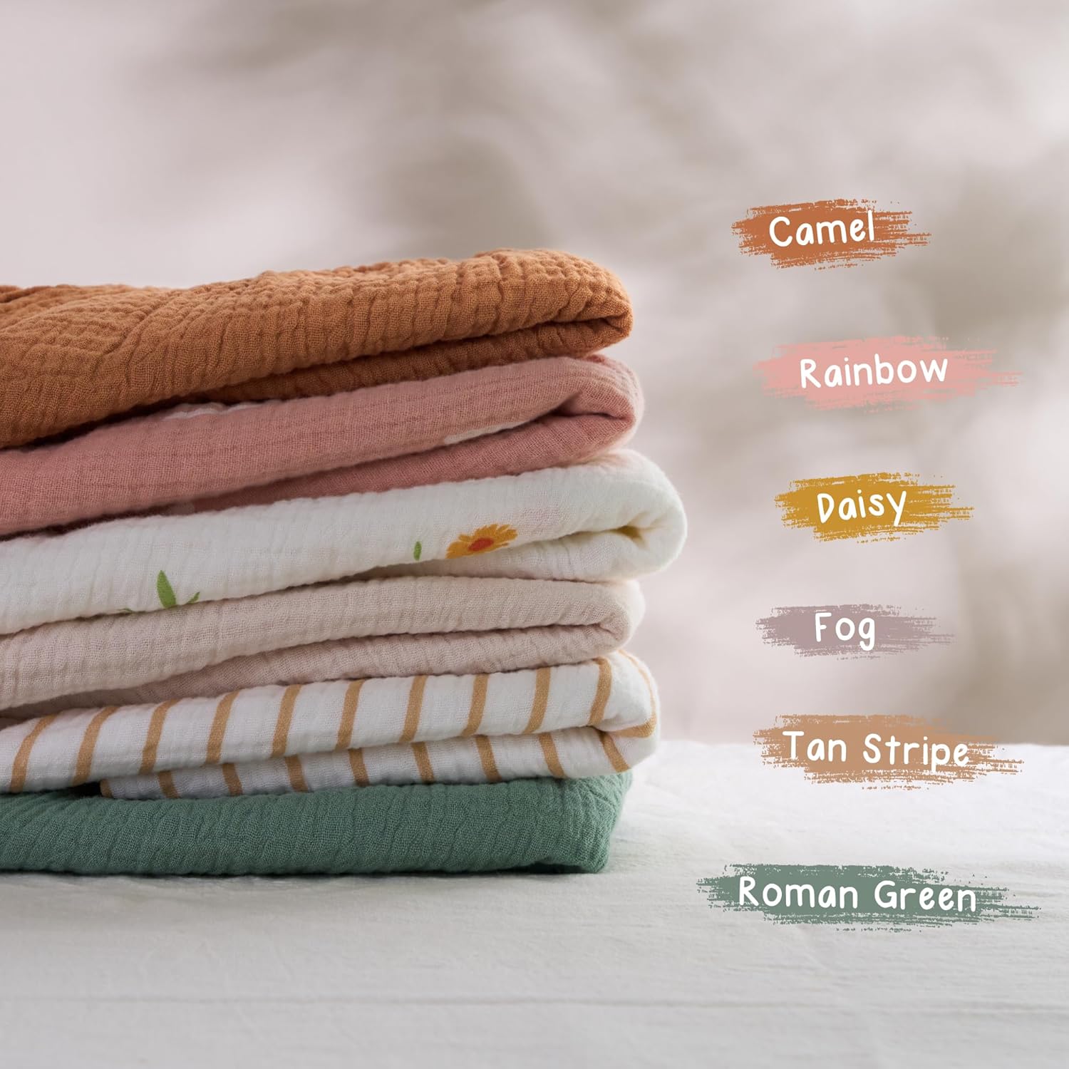 Meracorallo Muslin Changing Pad Cover, 2 Pack 100% Cotton Soft and Comfortable Changing Table Cover for Baby Boys and Girls, Camel & Fog