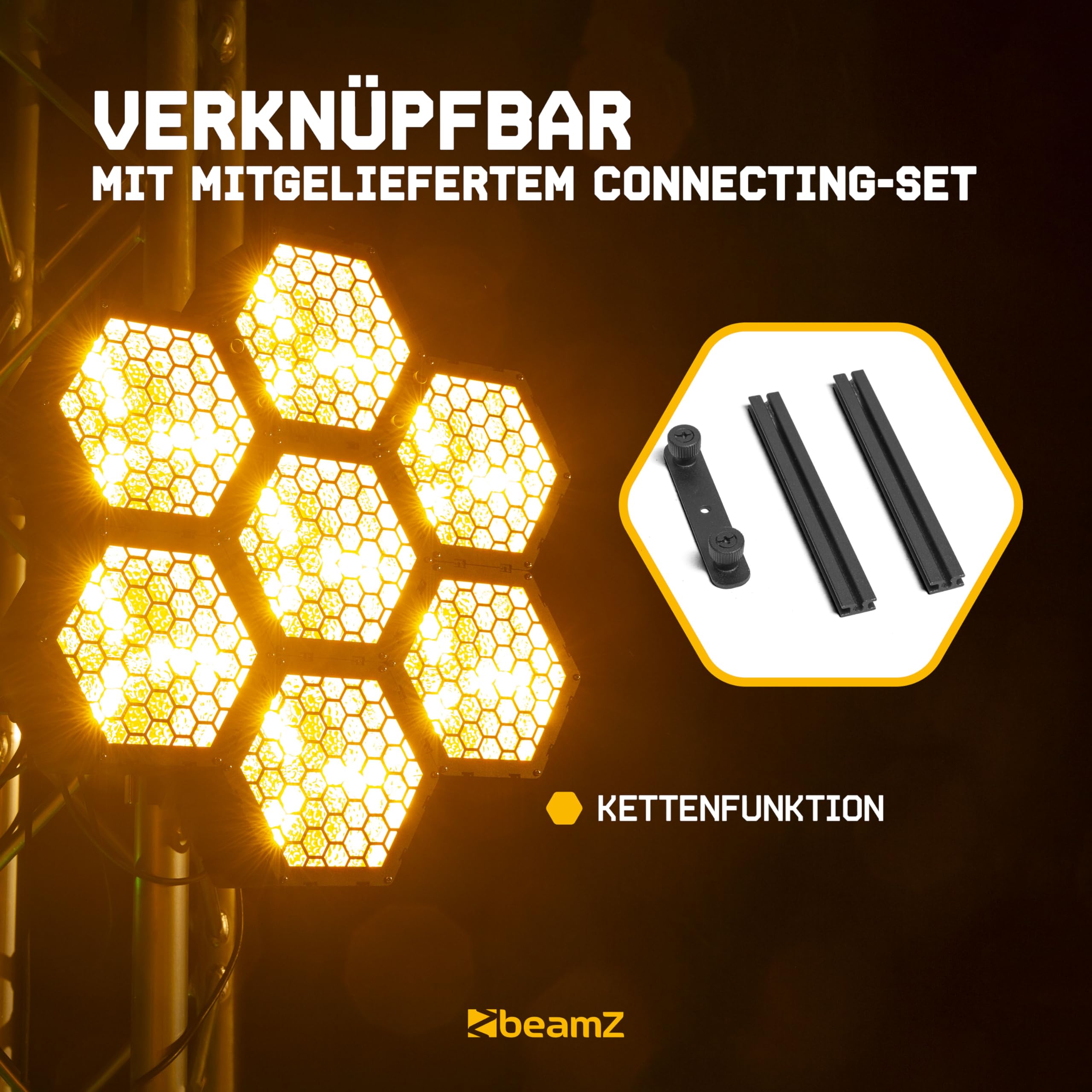 BeamZ RB90 6er Set Retro Stage Blinder 3 x 30 Watt LED Effektstrahler DMX Licht, 3-in-1 Bühnenlicht Deko DJ Lichtanlage Party, Lichtorgel Warmweiß, 72x RGB-SMD-LEDs, Stroboskop, Disco Beleuchtung