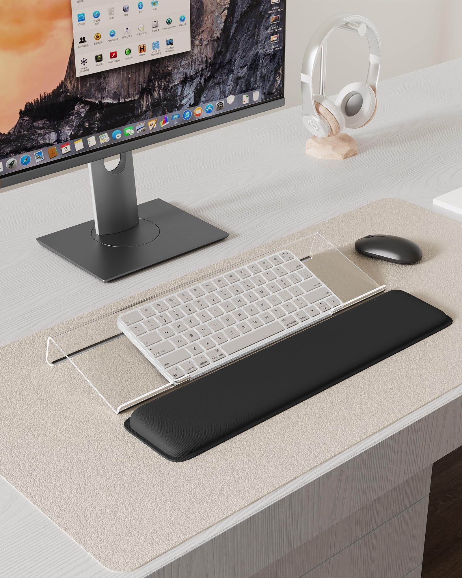 Laborio Stojak na klawiaturę komputerową, podstawka pod klawiaturę do łatwego pisania, ergonomiczna podkładka pod nadgarstek do klawiatury z antypoślizgową podstawą, wygodny uchwyt na klawiaturę z