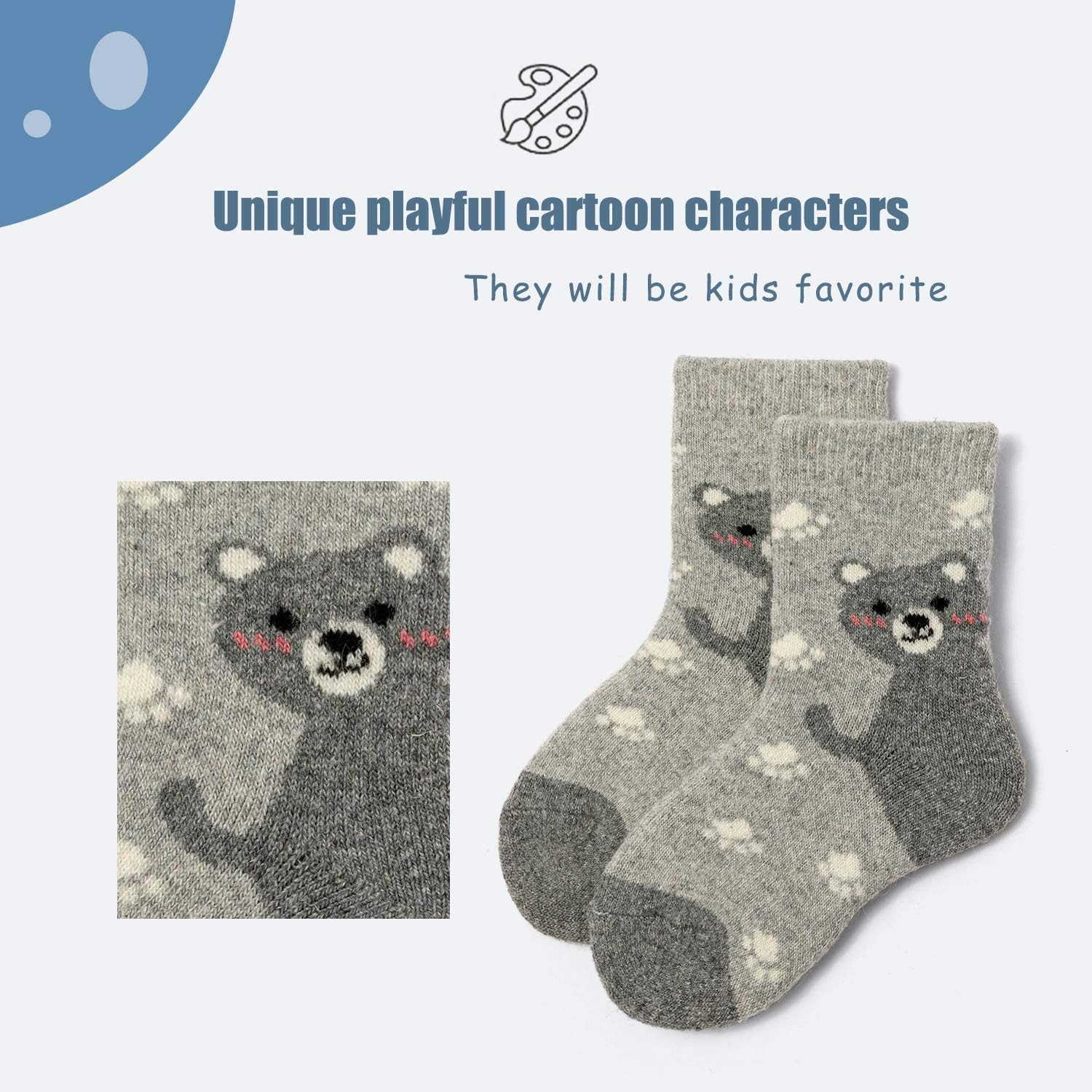 Girls Wool Socks Kids Winter Warm Socks Thicken Thermal Crew Socks for Girls 6 Pairs