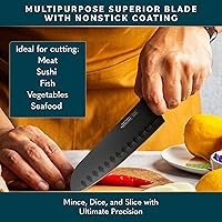 Vista 3 de Home Hero 2 cuchillos Santoku con funda, cuchillo de corte de acero inoxidable de alto carbono con mango ergonómico, cuchillo de cocina multiusos