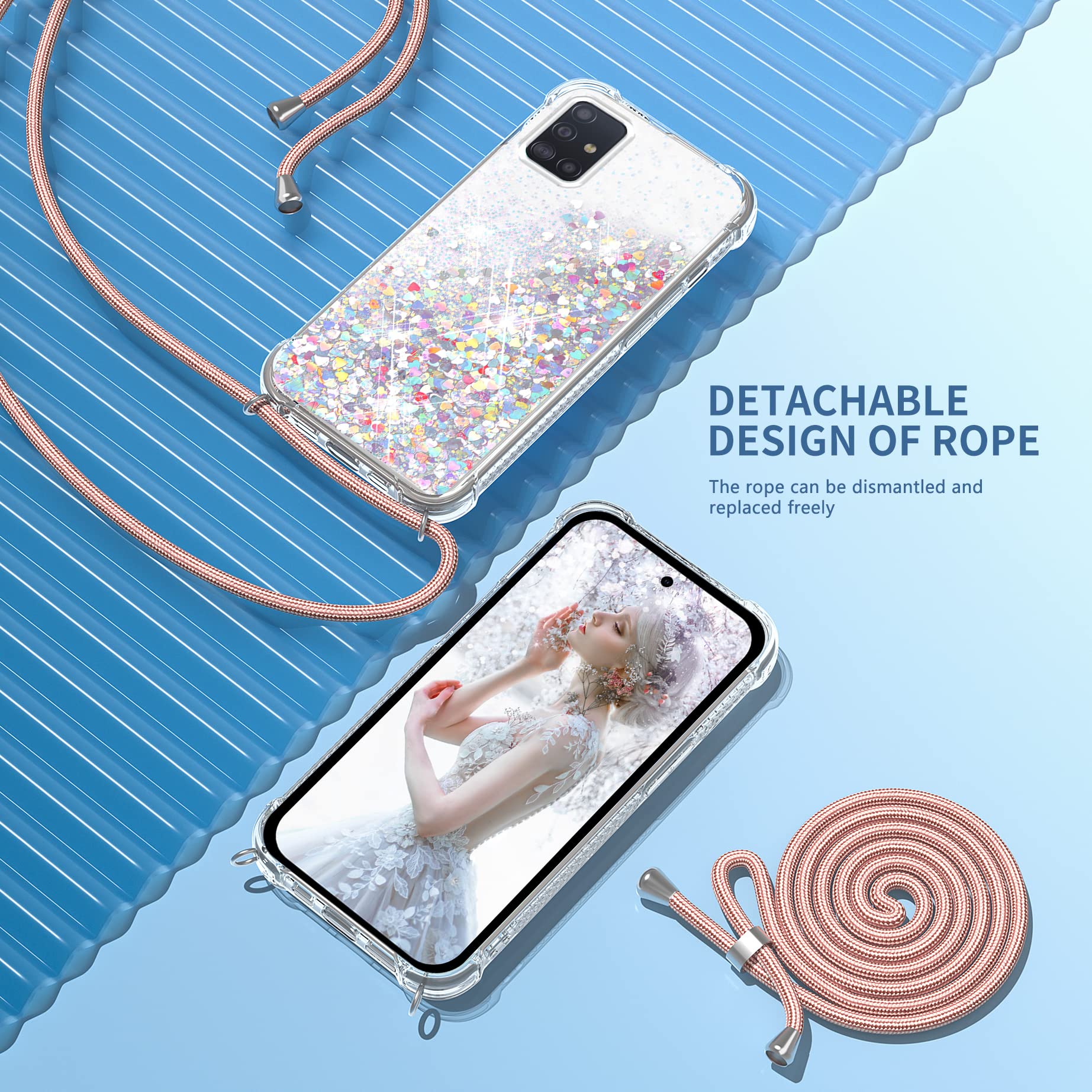 Uposao Cover Compatibile con Galaxy A20S Custodia Glitter Bling
