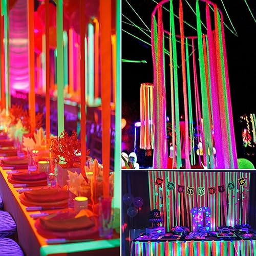 Miniatura 7 de Neon Streamers - Papel crepé que brilla en la oscuridad, serpentinas fluorescentes reactivas a los rayos UV para fiesta de neón