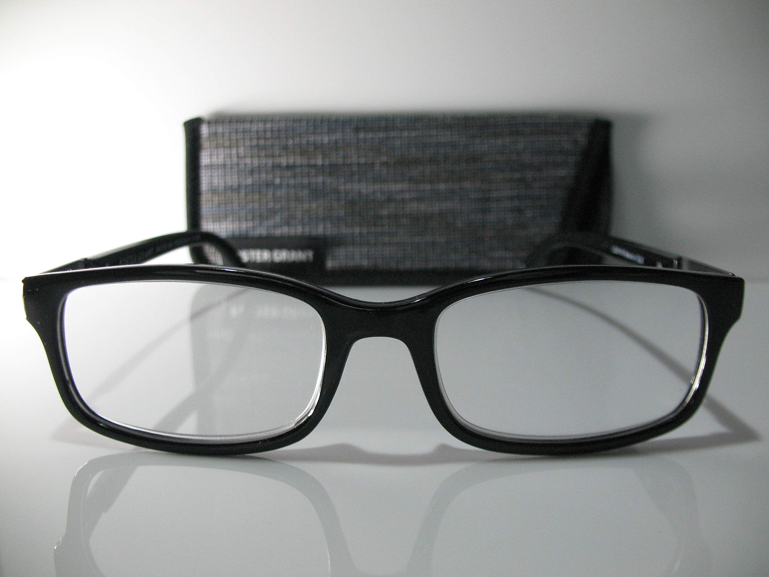 Foster Grant Boston Black Modern Mens Reading Glasses w/Case +2.50 Free Hard CASE + Microfiber Cloth