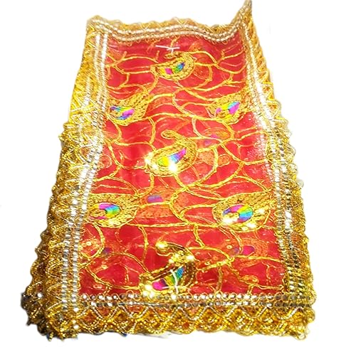 Blossom, Bhagwati mata chuner/Durga maa chunni With shiny Border Navratri Diwali Kanya pujjan Special Chuneri Pack of 2