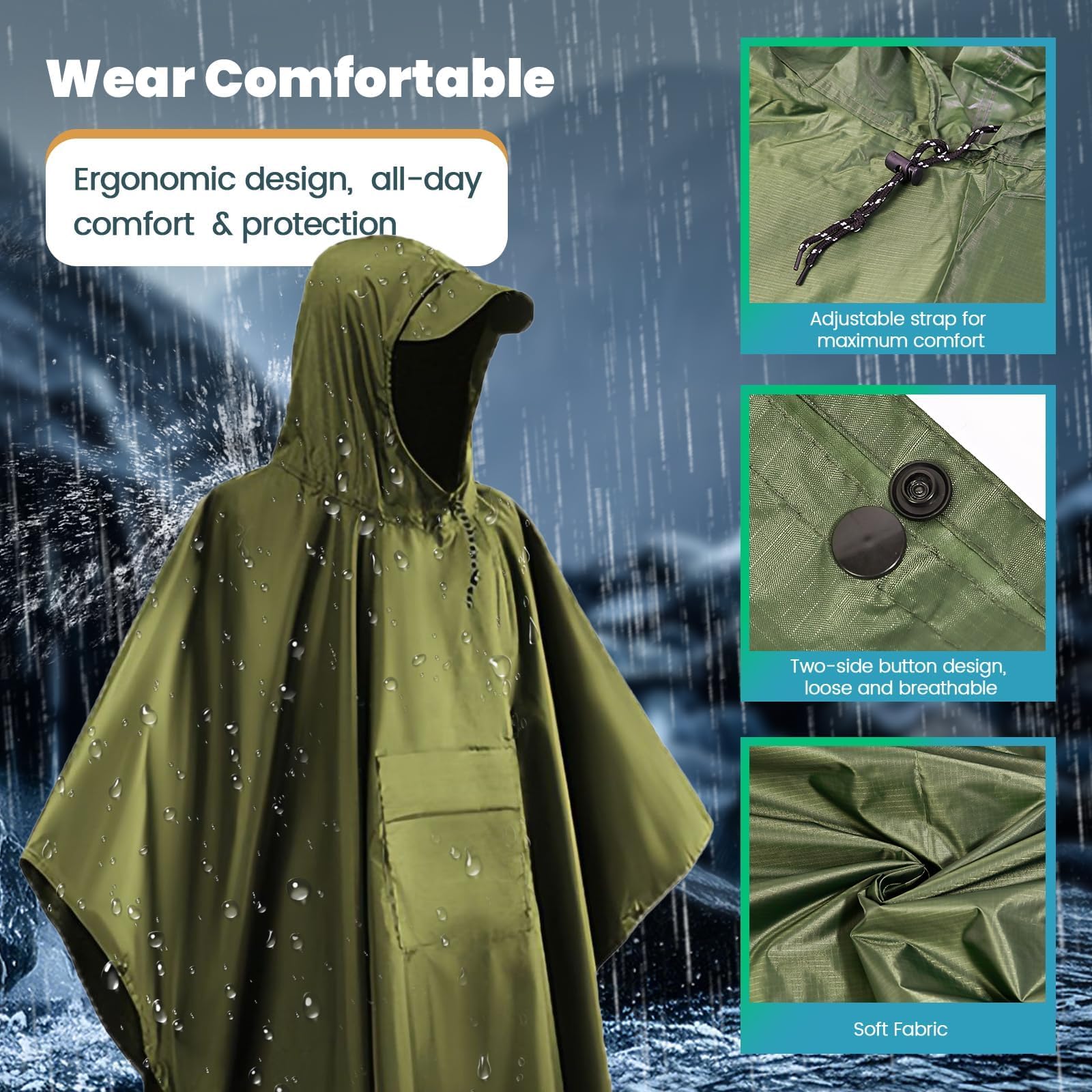 Poncho Pluie Impreméable pour camping randonnée pêche voyage