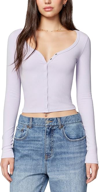florence by mills Womens Happy Place Lounge Baby Snap Cardi Top, Soft Millie Lavender, XX-Small