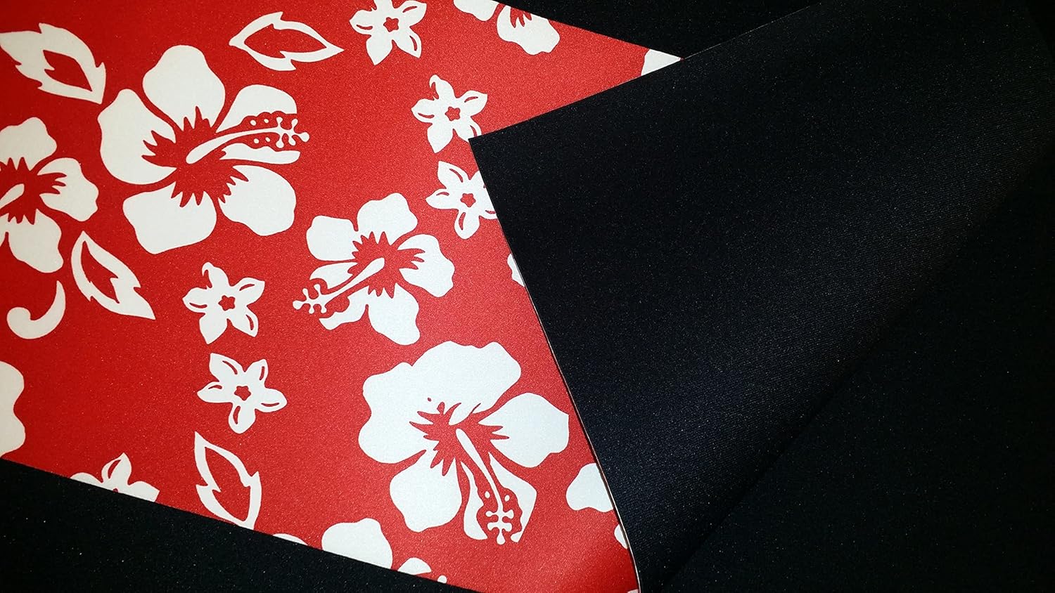 2mm Hawaiian Floral Neoprene Fabric, Scuba Wetsuit Material, Fabric for Sewing, Thin Foam Rubber Sheet (Red & White Hawaiian, 1' x 2'