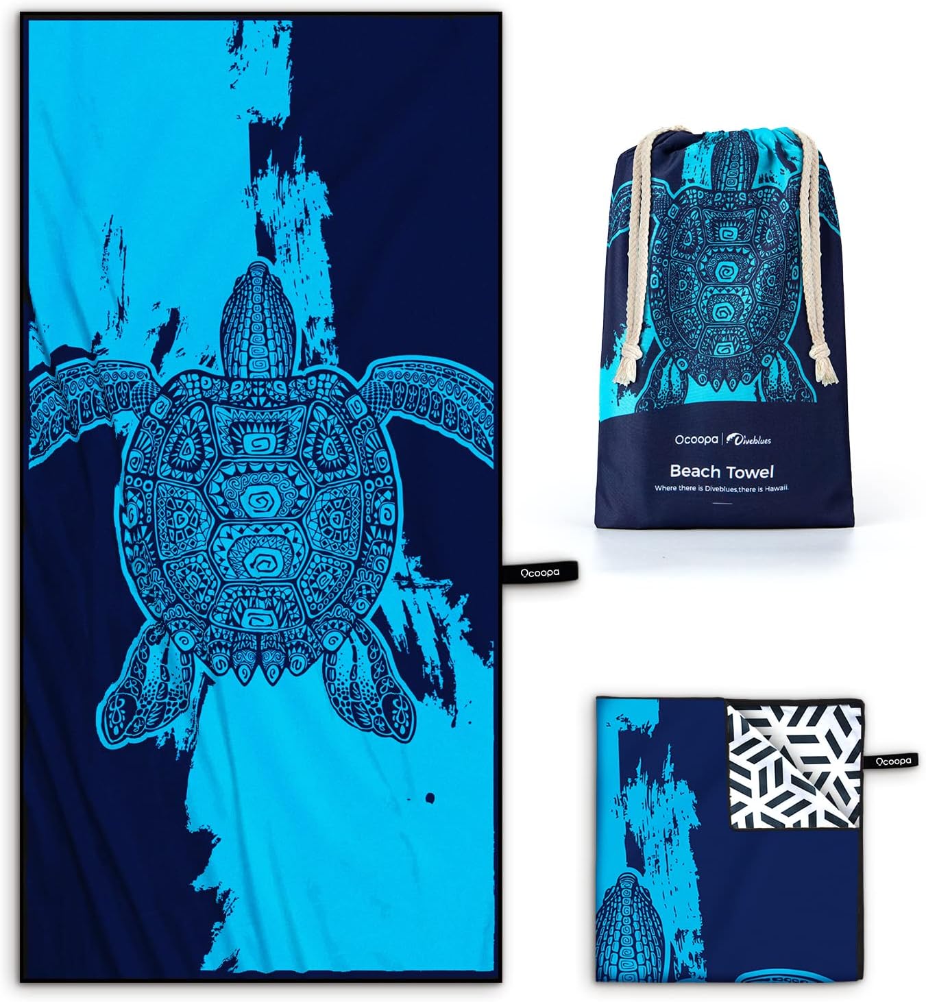 OCOOPA Microfiber Beach Towel - Oversized 71"x32" - Quick Dry, Sand Free - Lightweight & Compact - Large Beach Towels for Swimming, Camping, Holiday
