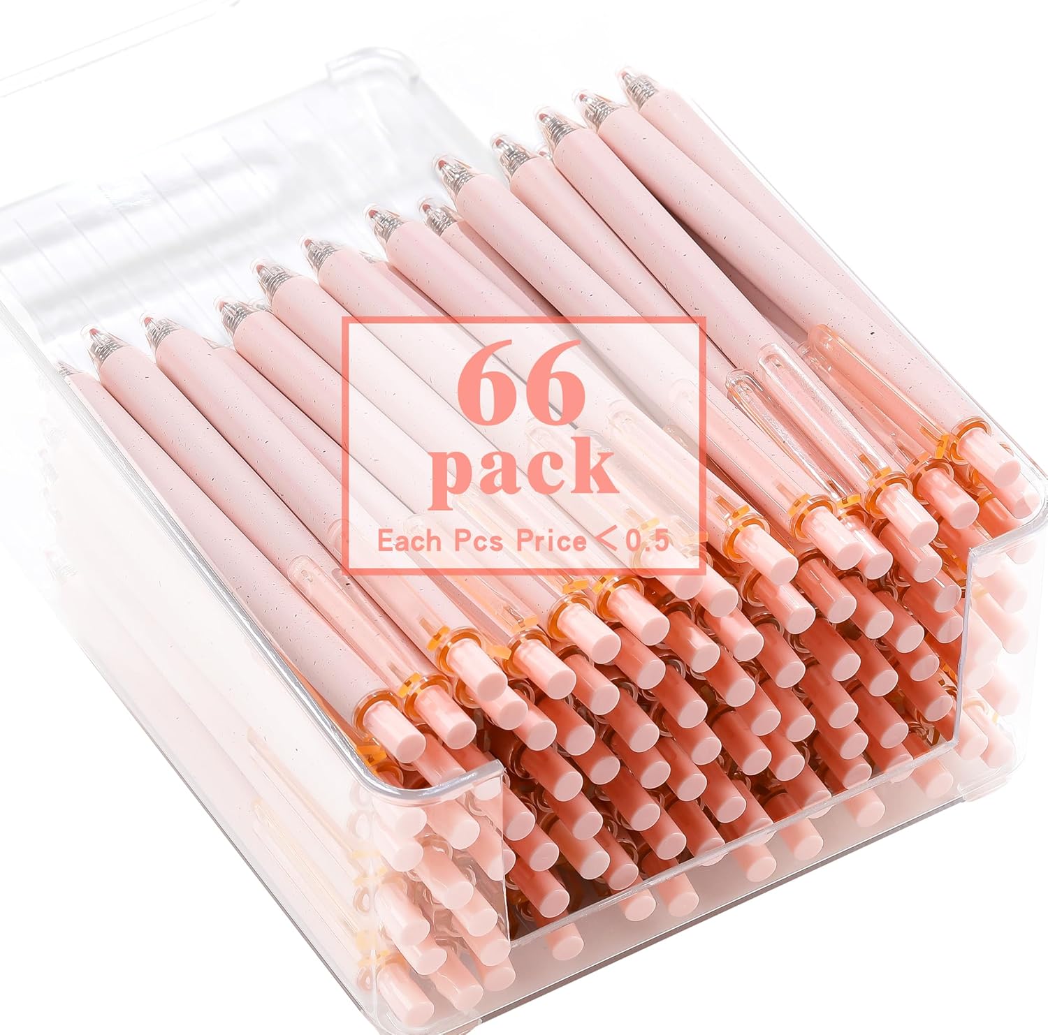 RIANCY 66 Pack Pink Ballpoint Pens Bulk, 0.5mm Fine Point Retractable Click Pens, No Bleed No Smear Smooth Writing Pink Barrel Black Ink Pens, Comfort Grip for School Office Note Taking Journaling - Image 5