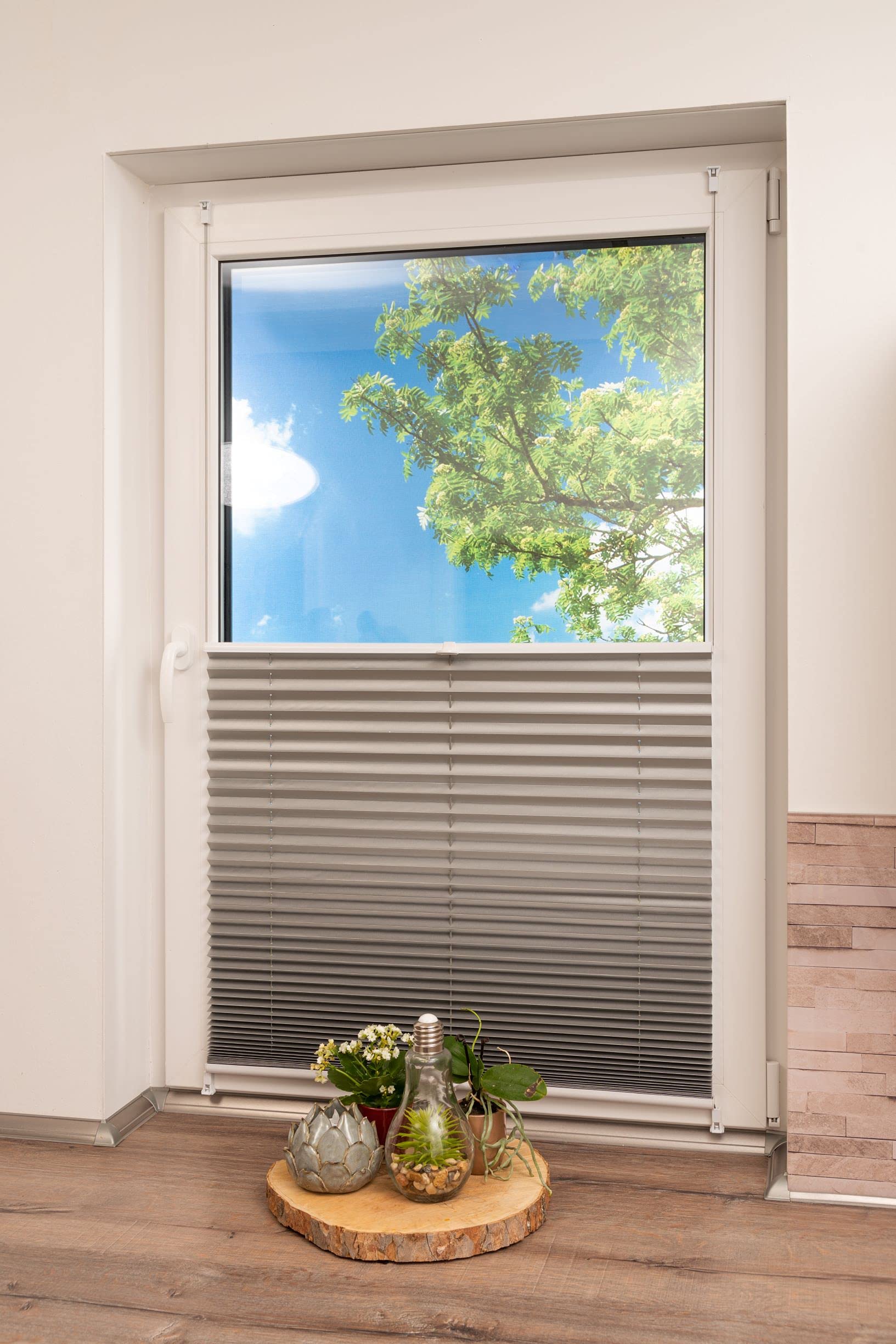 K-home® Klemmfix-Plissee Silbermetallic B85 x H210 cm +++Verdunklung+++