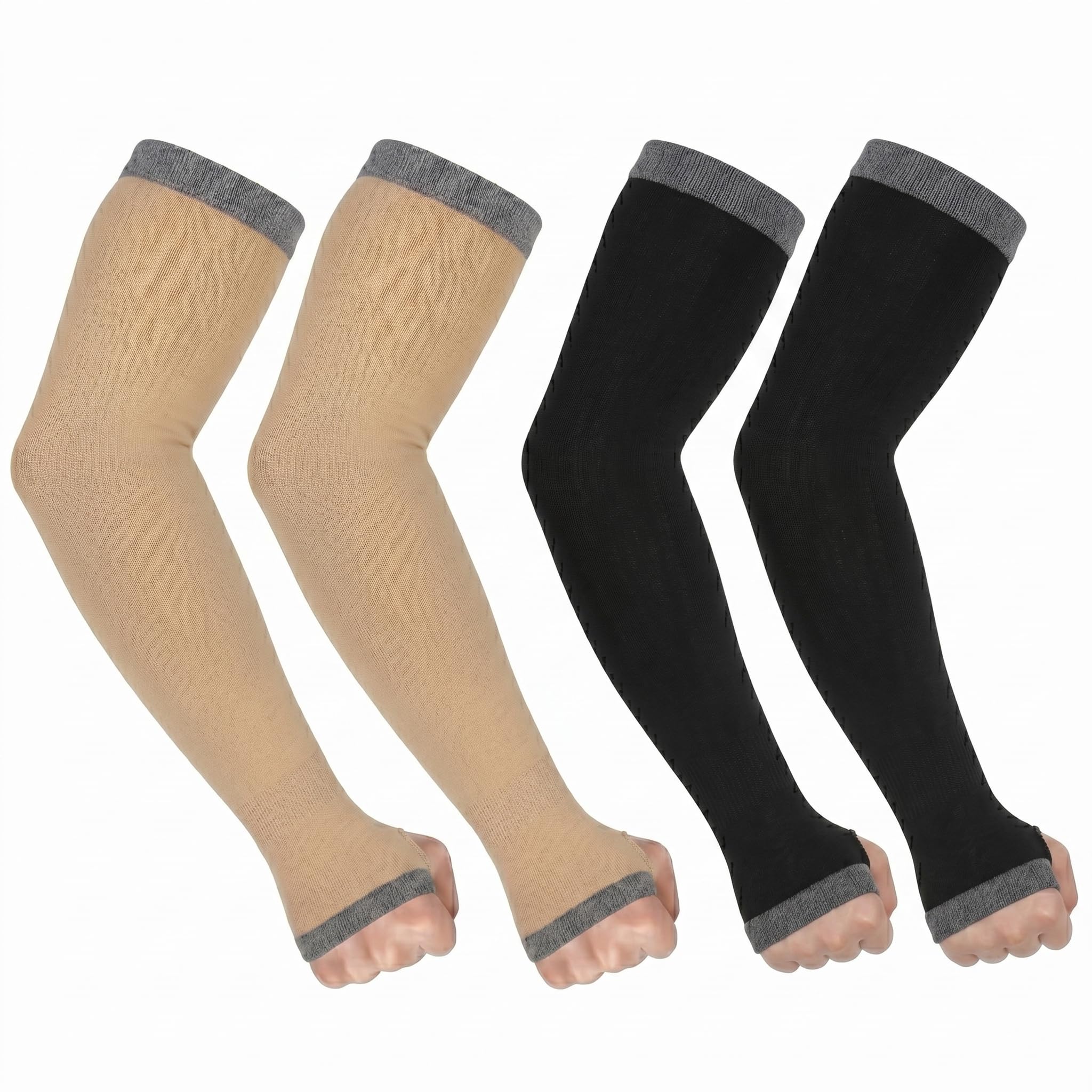 UV Sun Protection Cooling Arm Sleeves For Men And Women 90% Nylon 10% Spandex Compression Hand Cover With Thumb Hole For Driving Cycling Cricket And Sports-image-38