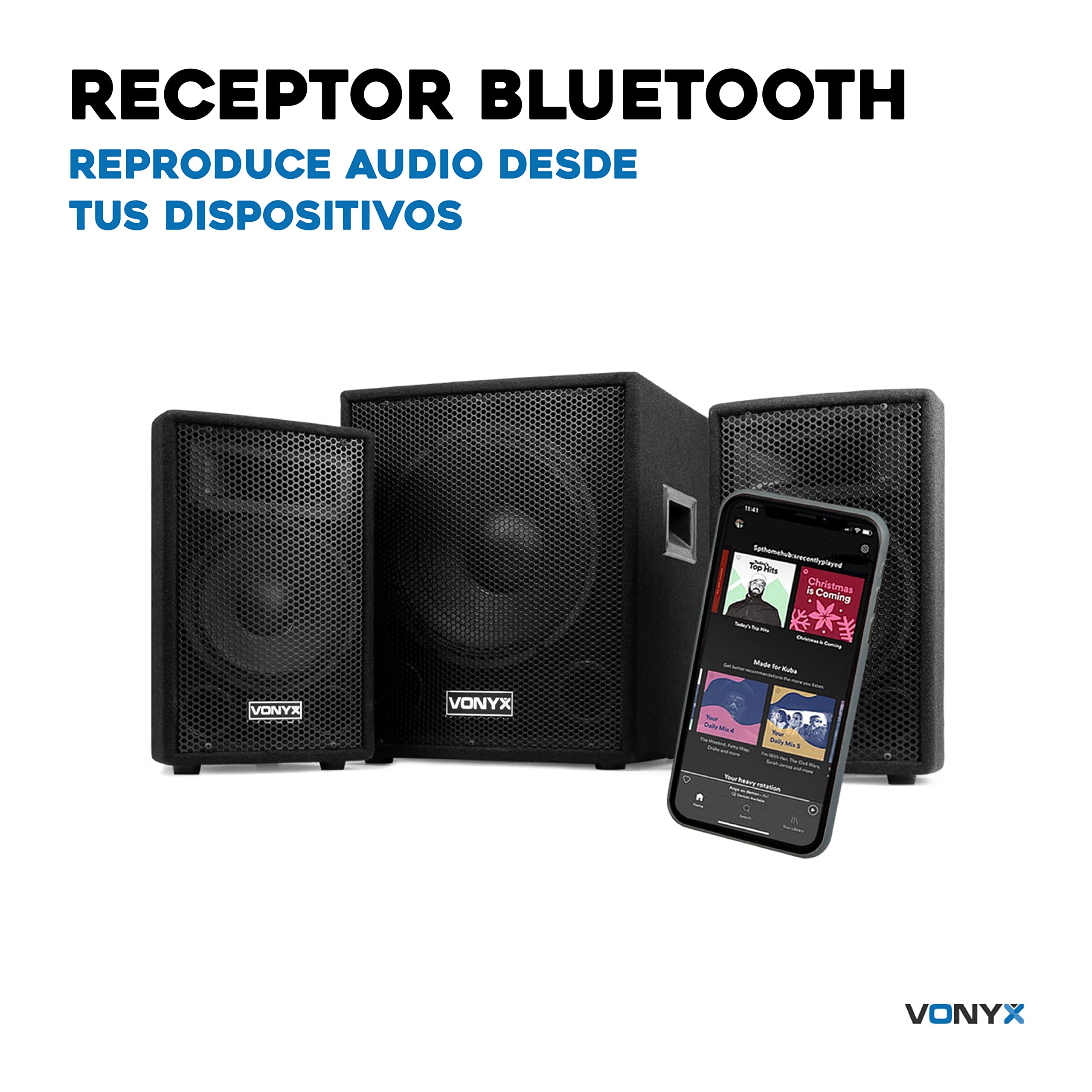 Vonyx VX0812BT – Pack DJ Completo 2.1 800W con Bluetooth, Cabina DB4 Pro, Luces BeamZ PartyBar2 con trípode Incluido, Sistema de Sonido Profesional para Eventos, DJ y Fiestas, Color Negro