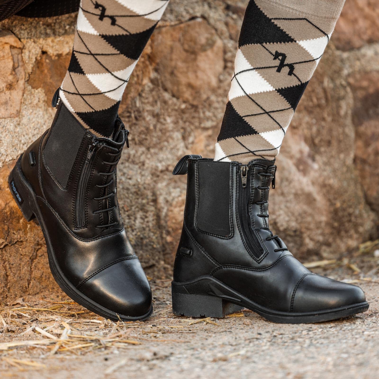 HORZE Kingston Jodphur Bottines d'équitation pour femme avec double fermeture éclair