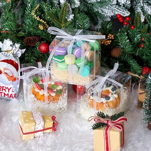 Miniatura 3 de Moretoes 45 cajas transparentes, cajas de regalo transparentes de 5 x 5 x 5 pulgadas para regalos, cajas de regalo pequeñas de plástico transparente