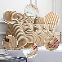 Vista 5 de Z-hom Almohada de cuña grande para cabecero triangular, almohada de lectura con una almohada enrollable para cama, sentado, dormir, cojín de Beige
