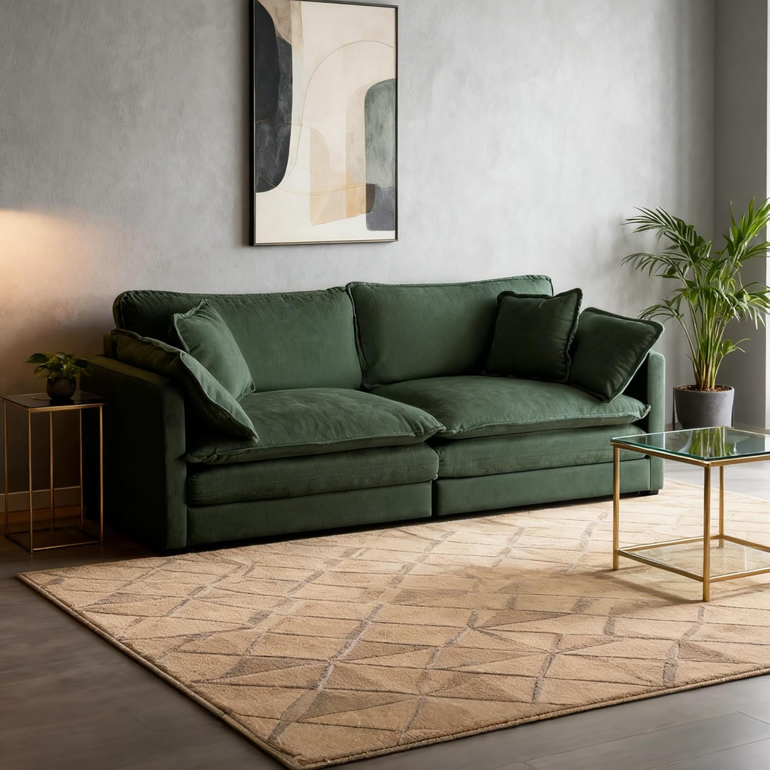 Tmsan 76.7" Deep Seat Loveseat Sofa, Oversized 2 Seater Chenille Sectional Cloud Couch, Modern Large Luxury Love Seat for Living Room Bedroom Apartment Office