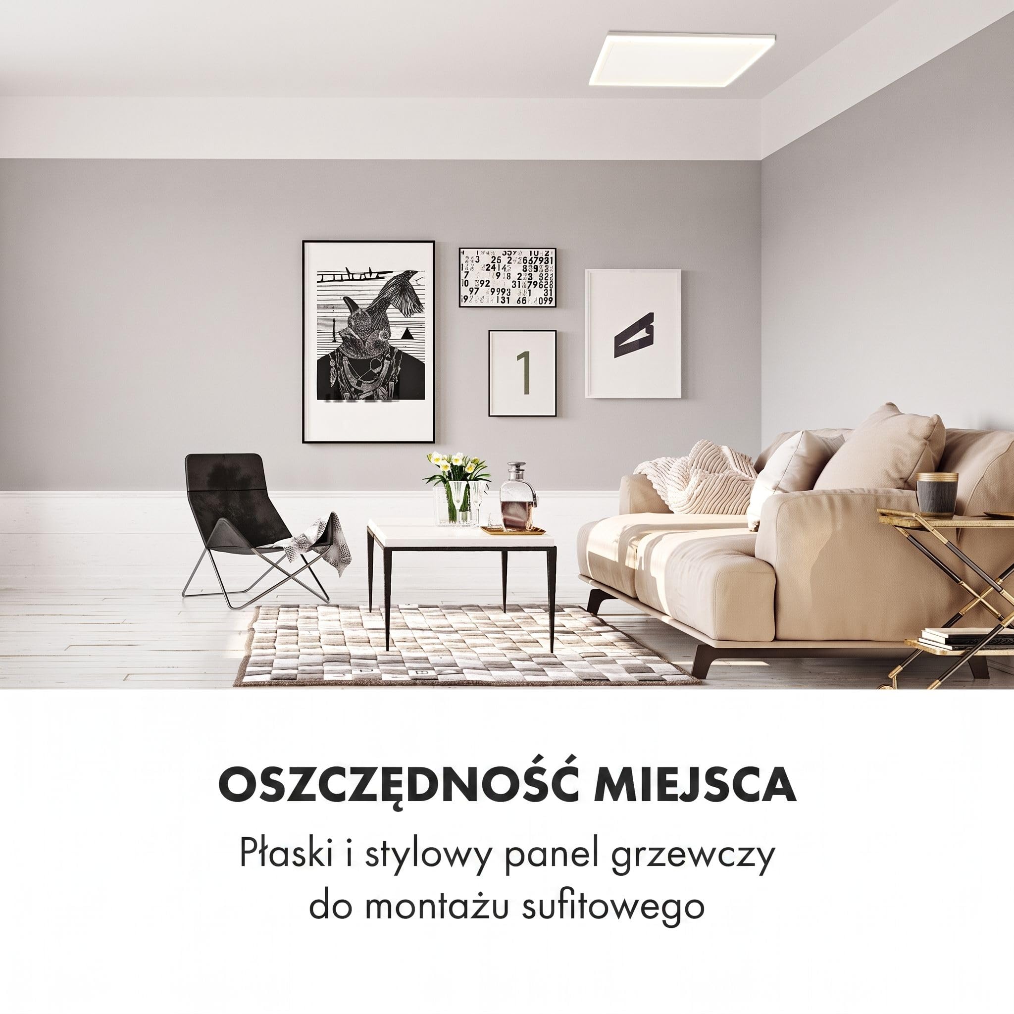 Klarstein Ogrzewanie na podczerwień, Ogrzewanie z termostatem, Grzejnik z wykrywaniem otwartego okna i pilotem, Bez CO2, do montażu sufitowego, IP52, 350 W