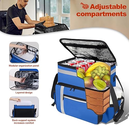Miniatura 10 de Mochila de entrega de alimentos, bolsas aisladas para entrega de alimentos para bicicleta de entrega, bolsa grande de entrega de pizza para