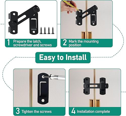 Miniatura 7 de AMS-SK01-B - Cerradura de puerta corrediza de 4 pulgadas, cerradura de puerta de seguridad de acero inoxidable resistente para ventana de gabinete