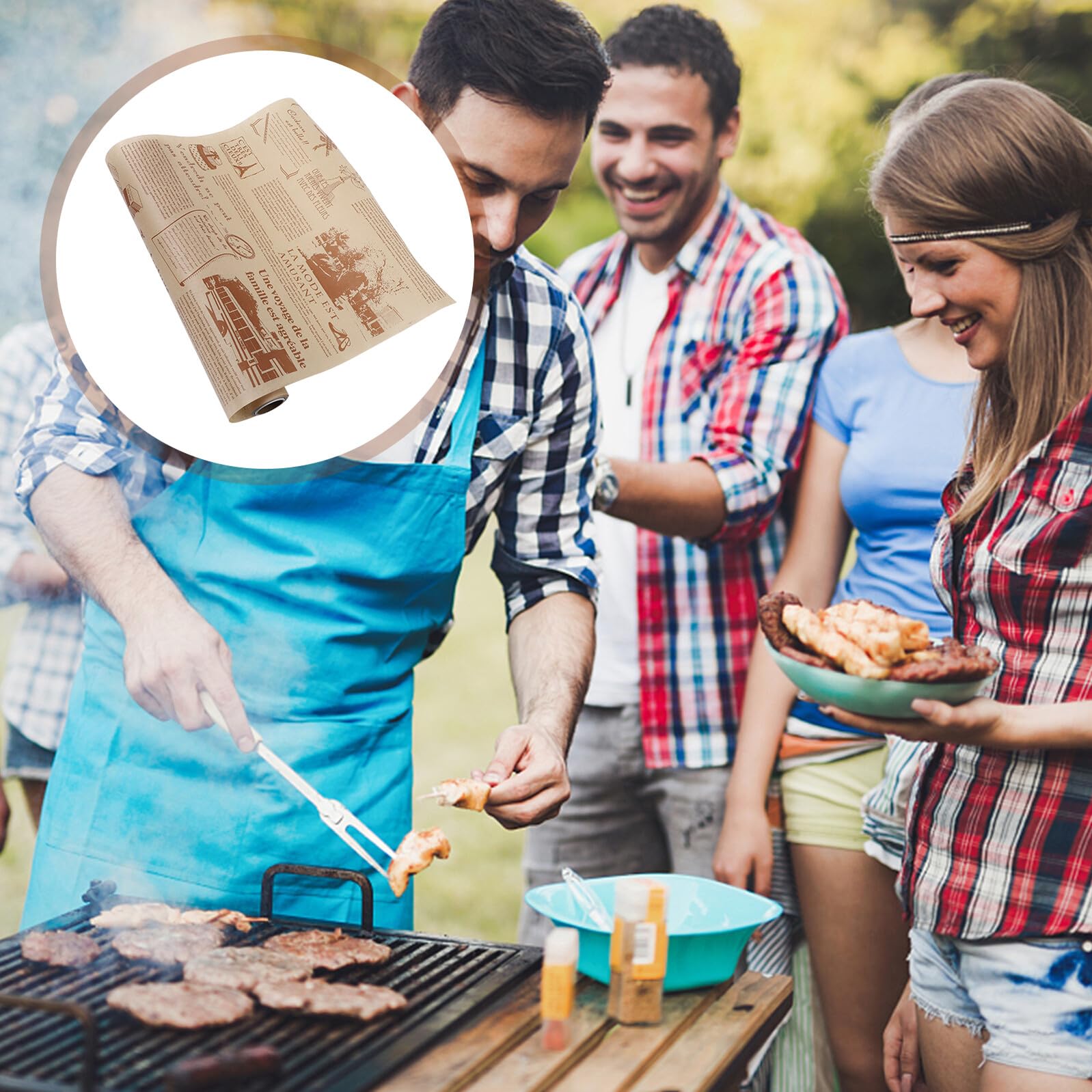 Papel para Hornear Antigrasa de 2 Rollos Marrón, Herramienta de Cocina para Mantener la Integridad de Alimentos y Evitar Contacto Superficies en Cocina Casera