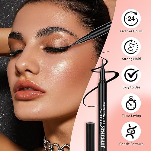 Miniatura 4 de JIMIRE Pestañas de visón esponjosas de ojo de gato, pestañas postizas de volumen 6D con pegamento mágico 2 en 1 y kit de pinzas que parecen