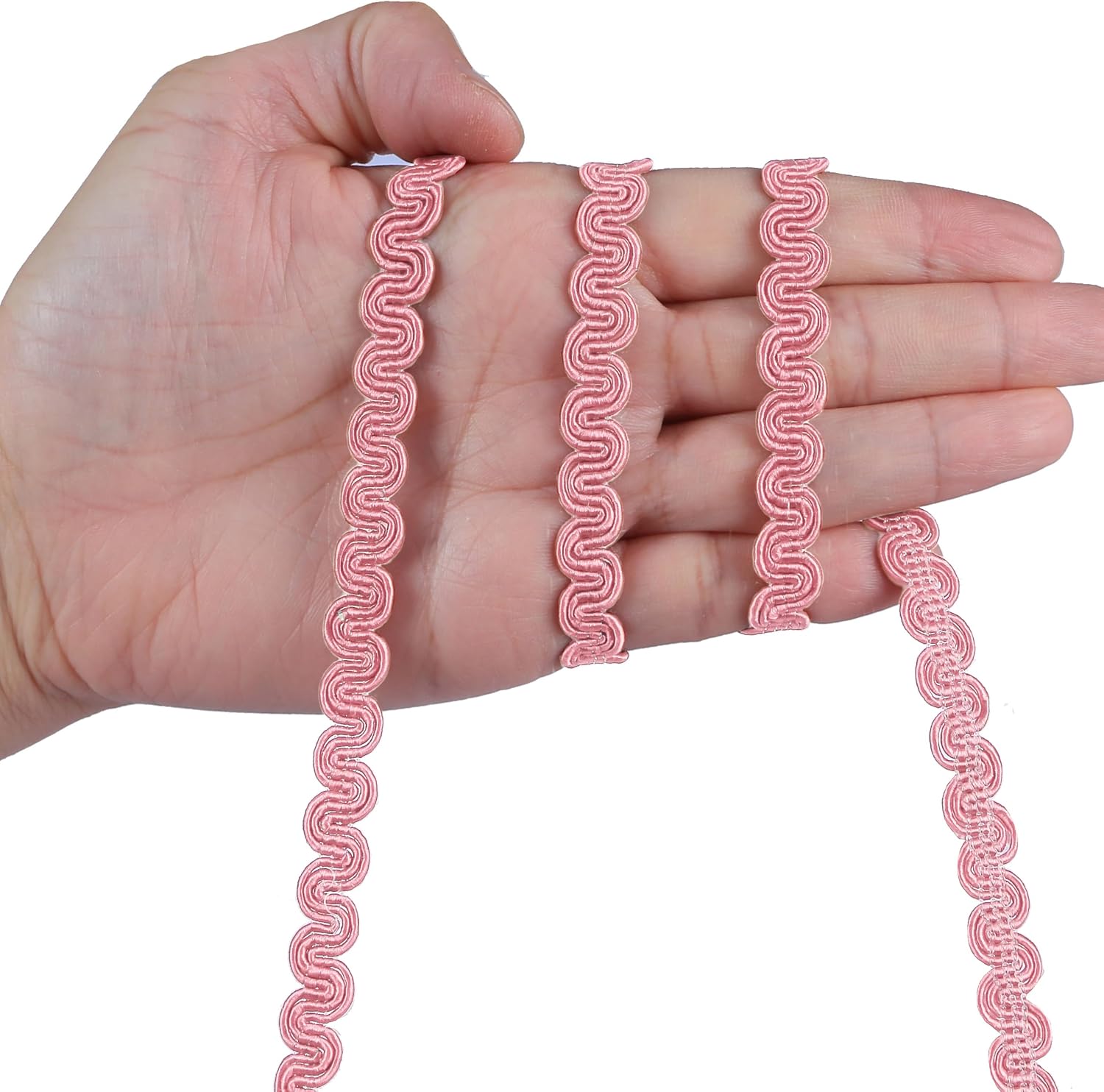 BEL AVENIR Gimp Braid Trim 1 cm/0.39 inch Diameter, 10 Yard Handmade Fabric Basic Trim, Polyester Upholstery Trim for Sewing DIY Costume Curtain Slipcover Home Decorative (9#Pink)