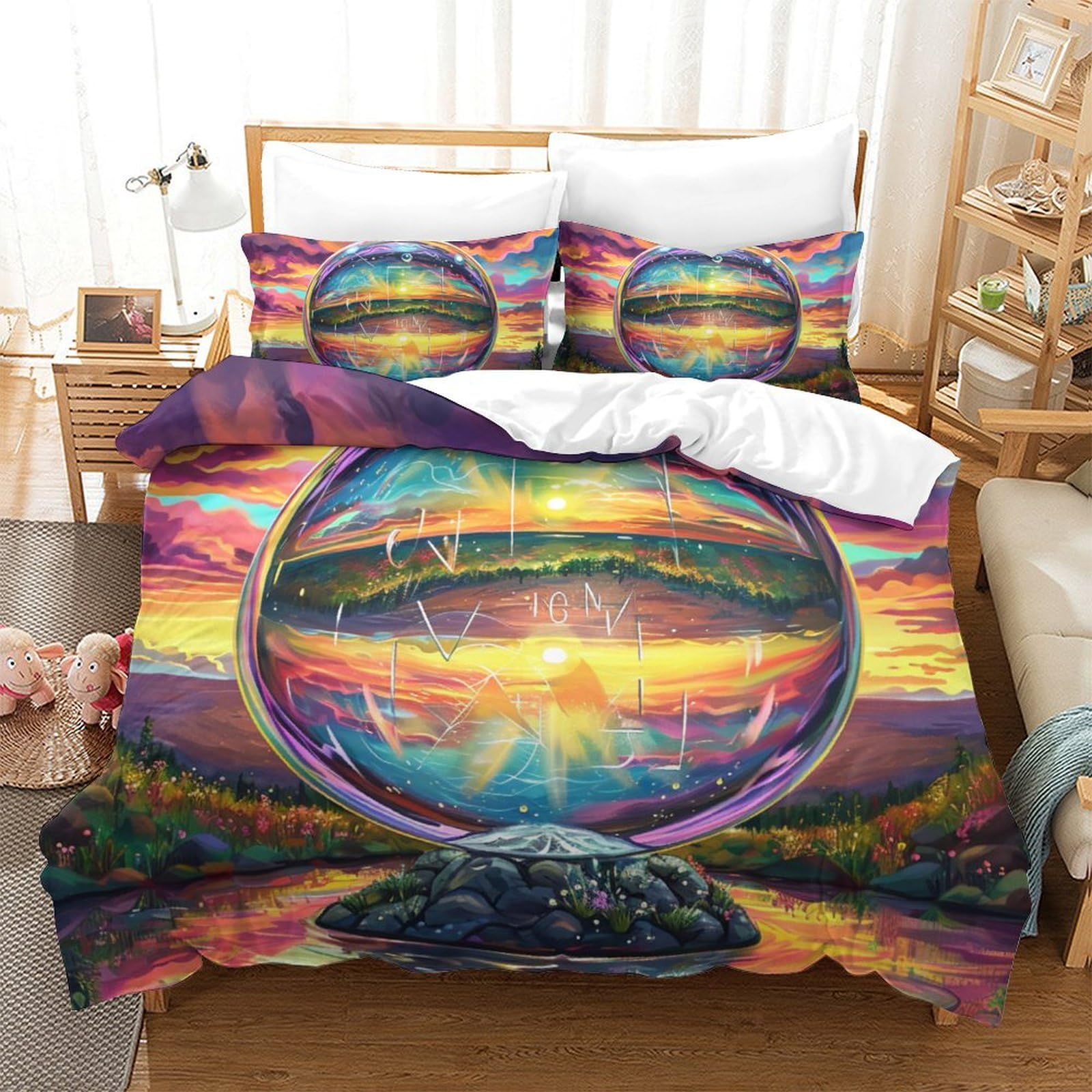 Ensemble de literie planète bleue en microfibre de prestige pour lit Super King