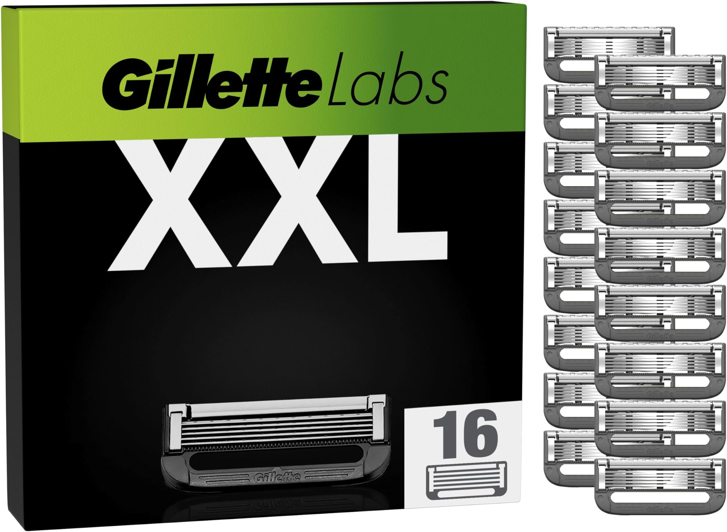 LABS XXL Shaving Blades for Manual Beard Razor, 16 Gillette Replacement Blades with 5 Blades, Long Lasting Deep Shaving, Comfort and Depth, Compatible with Labs Razors, for Men's Razor