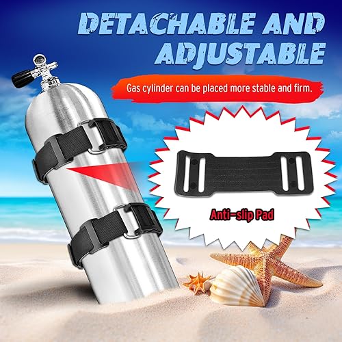 Miniatura 3 de Paquete de 2 soportes para tanque de buceo, cilindro de tanque BCD de buceo universal, correa de cinturón de banda ajustable con hebillas de leva