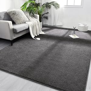 FlyDOIT Area Rugs for Bedroom Living Room 6x9 Dark Grey Super Soft Comfy Thickened Memory-Foam Indoor Carpets Modern