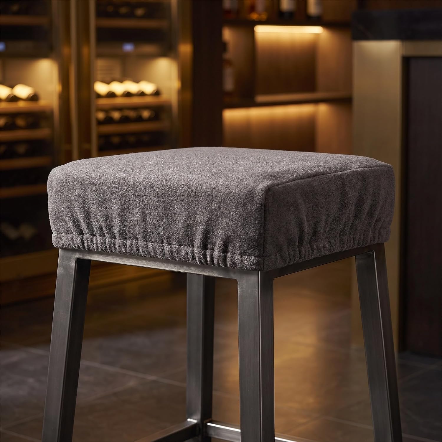VILLCASE Square Bar Stool Seat Cover, Stretch Polyester Retro Protective