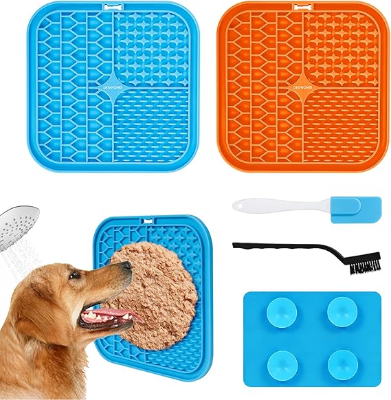 DESHYOMEI Licky Mats for Dogs, 2Pcs Slow Feeding Licking Mat w/Suction