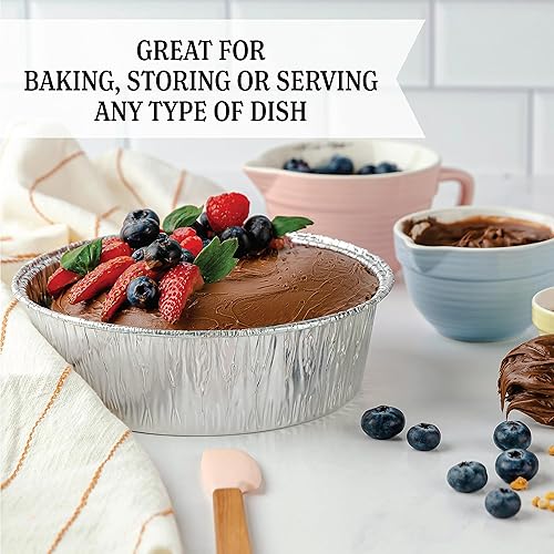 Miniatura 2 de PLASTICPRO Sartenes redondos de aluminio desechables de 8 pulgadas aptas para congelador profundo y horno para hornear cocinar almacenar asar y